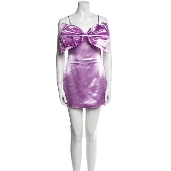 Elliatt Ember Purple Oversized 3d Bow Slip Mini Sweetheart Dress Size XS  New!